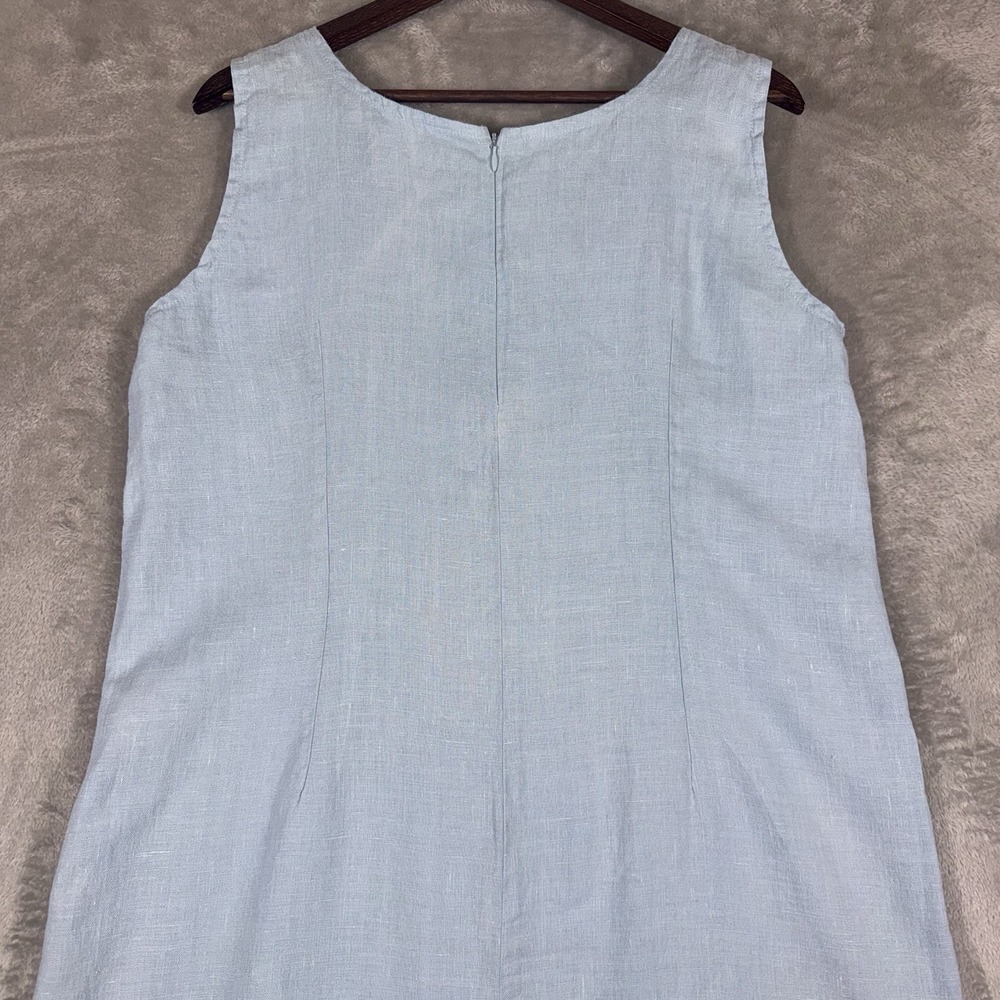 Tom Tom Maxi Dress 100% Linen Womens Large Light‎ Blue Made In USA Beachy Boho - Picture 9 of 9
